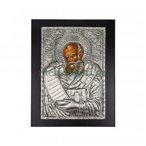 Αγιος Αθανάσιος-Εικόνα με Μαύρο χρώμα ξύλο με Μέταλλο ΞΥΛΟ & ΜΕΤΑΛΛΟ