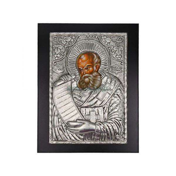 Αγιος Αθανάσιος-Εικόνα με Μαύρο χρώμα ξύλο με Μέταλλο ΞΥΛΟ & ΜΕΤΑΛΛΟ
